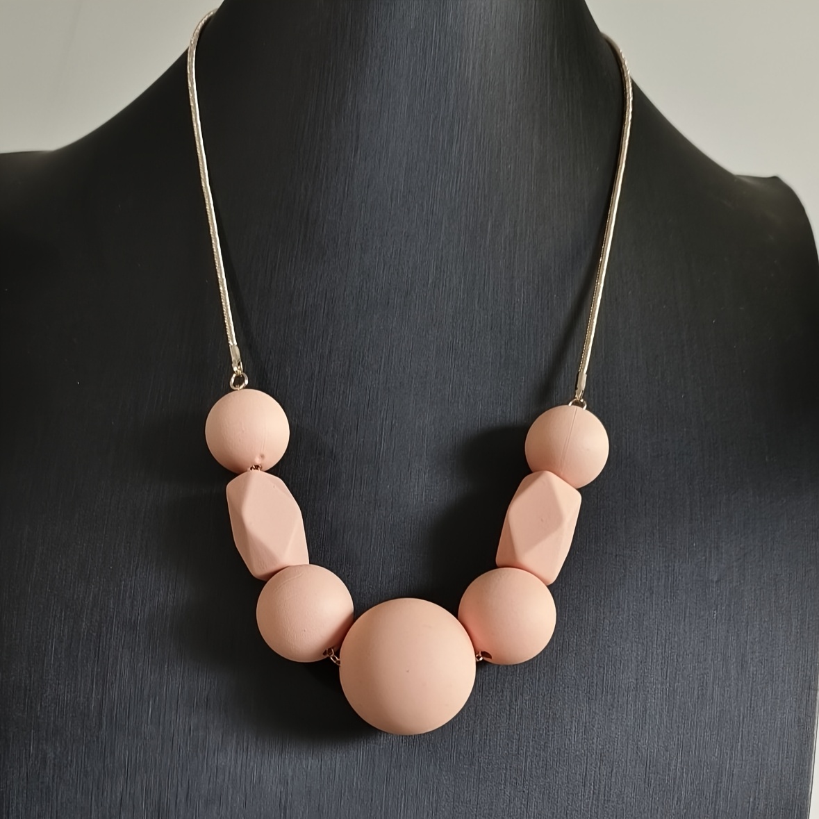 Boho Geometric Bead Necklace with Cord